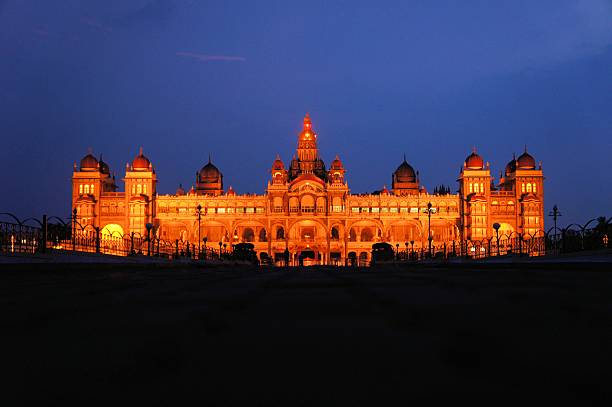 istock Mysore Palace in India illuminated at night 499206627