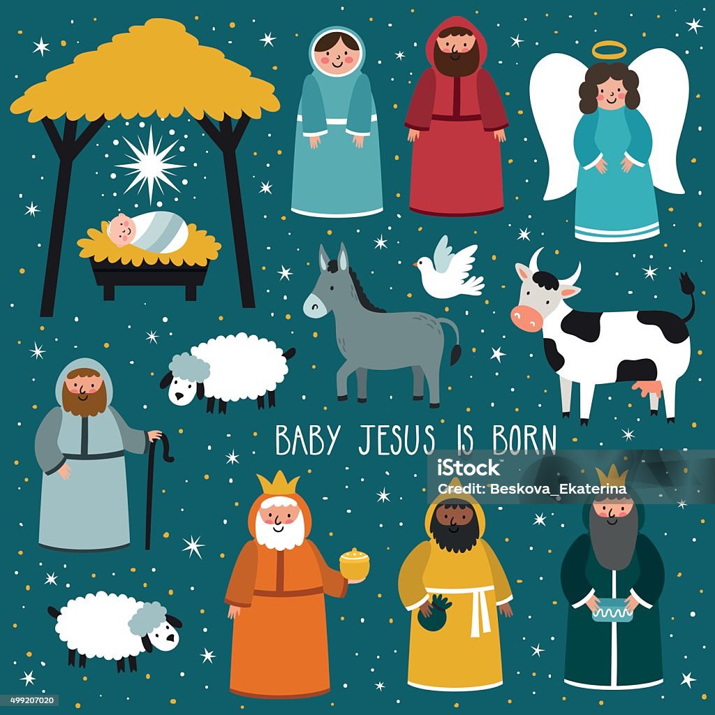 Traditional Christmas Nativity Scene Stock Illustration - Download Image  Now - Nativity Scene, Christmas, Bible - iStock