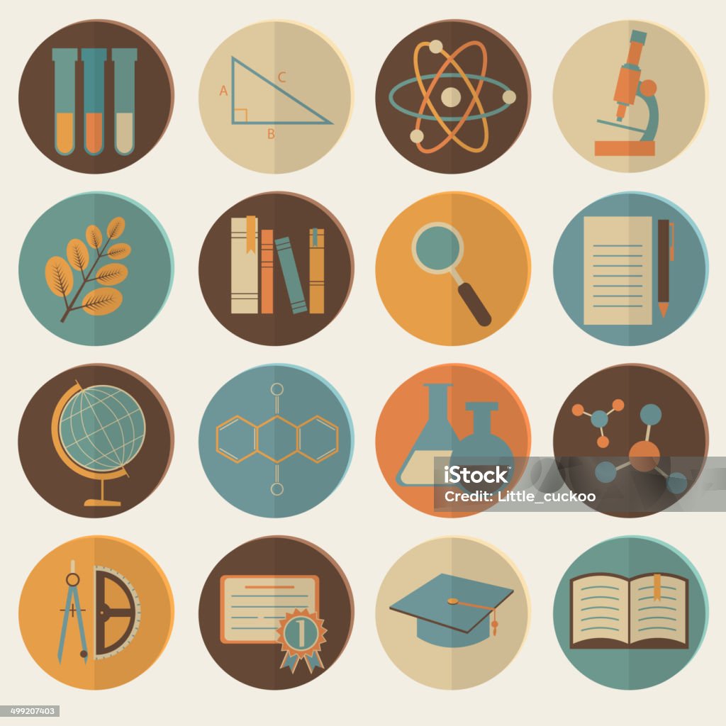 Set of flat education icons for design Set of flat education icons for design. Science icon Art stock vector