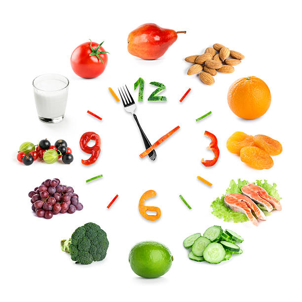 istock Food clock with healthy food 499207602