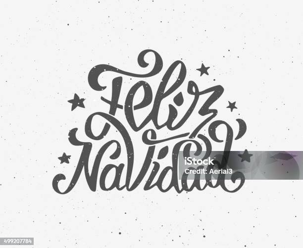 Vintage Feliz Navidad Typographic Vector Poster Stock Illustration - Download Image Now - Feliz Navidad - Short Phrase, Christmas, Spain