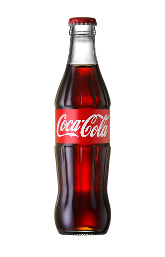 Bangkok, Thailand - JUNE 20, 2014: Coca-Cola Classic in a glass bottle Isolated on white Background.