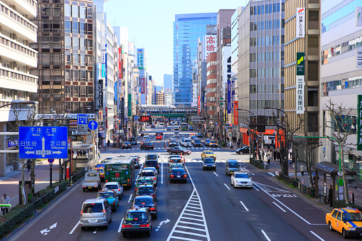 Cityscape of Shinbashi area viewing from Sotobori Street