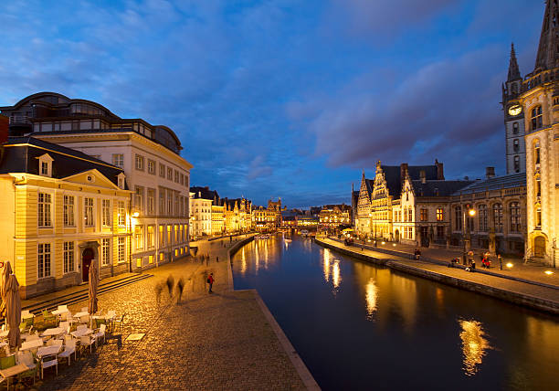 istock Graslei harbor at night, Ghent 499208781