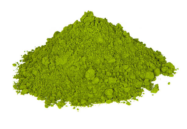 té verde en polvo - green tea herbal medicine ground isolated fotografías e imágenes de stock