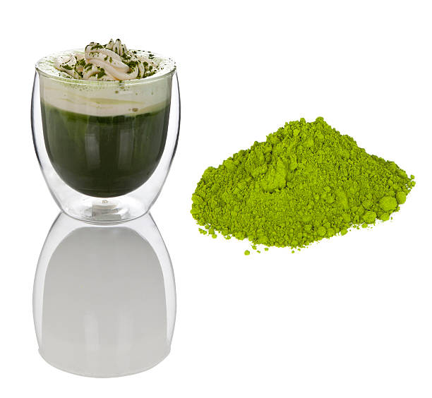 Cup of green tea with green tea powder