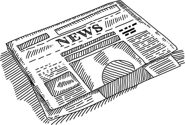 news papier zeichnen - newspaper doodle the media line art stock-grafiken, -clipart, -cartoons und -symbole