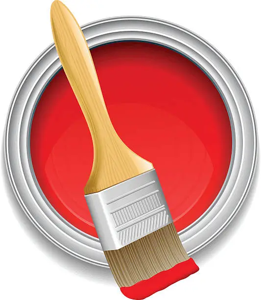 Vector illustration of Paint can and paintbrush