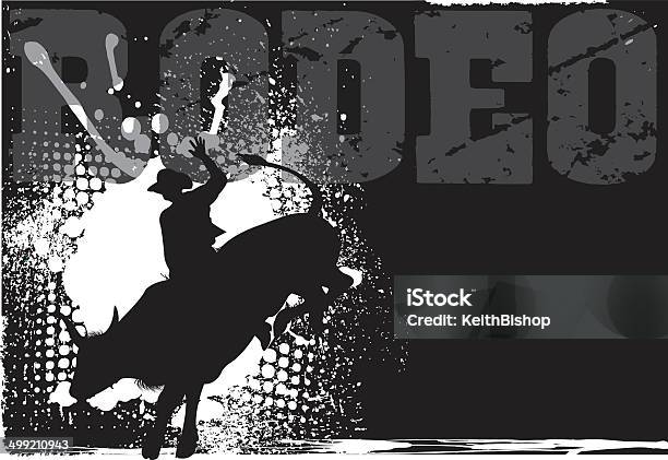 Rodeo Grunge Background Stock Illustration - Download Image Now - Bull Riding, Bucking Bronco, Copy Space