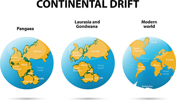 continental 드리프트 - continents globe continent tectonic stock illustrations