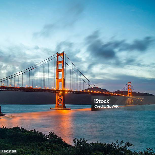 Golden Gate Bridge In San Francisco California At Night Stock Photo - Download Image Now