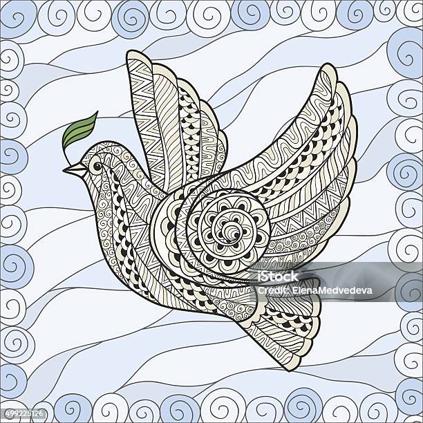 Dove Of Peace In The Style Zen Art Stock Illustration - Download Image Now - 2015, Abstract, Animal