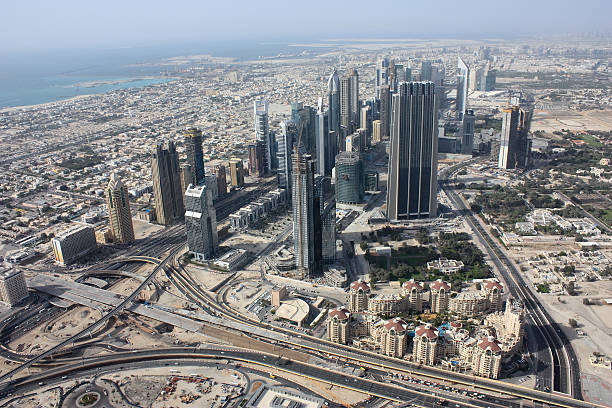 istock Dubai skyscrapers and Sheikh Zayed road 499228795