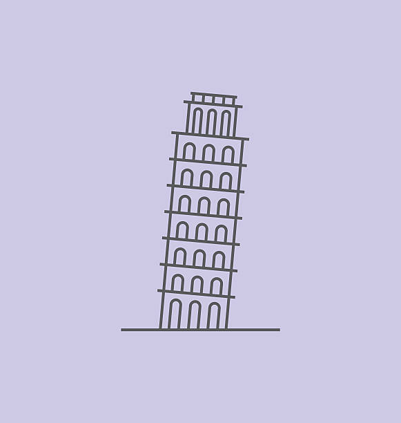 Pisa Tower Solid Vector Illustration World landmarks solid vector icon. pisa leaning tower of pisa tower famous place stock illustrations