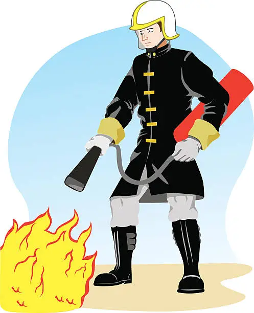 Vector illustration of Occupation Fireman person