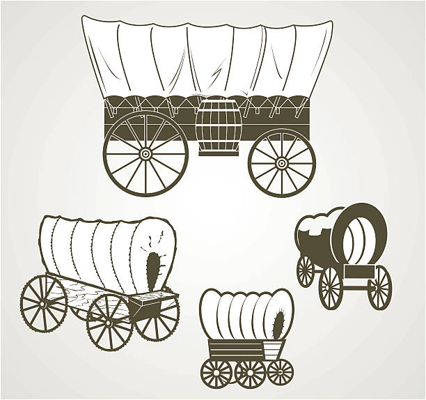 ilustrações de stock, clip art, desenhos animados e ícones de coberto vagões - covered wagon