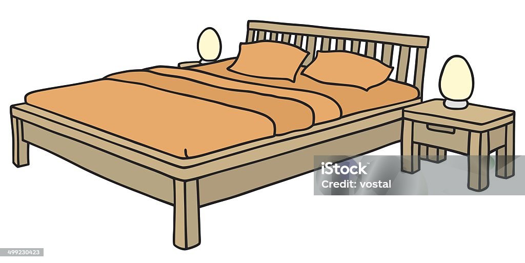 Cama de madera - arte vectorial de Estructura de cama libre de derechos