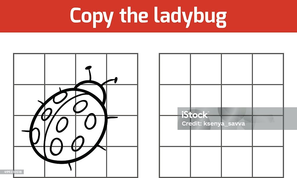 Copy the picture: ladybug Copy the picture, education game for children: ladybug 2015 stock vector