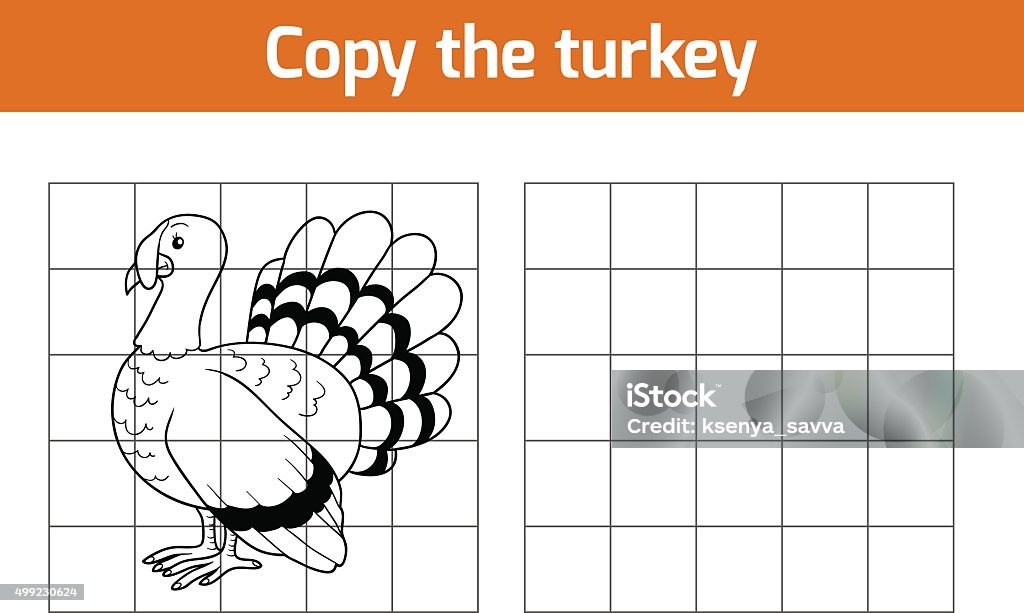 Copy the picture: turkey Copy the picture, education game: turkey Thanksgiving - Holiday stock vector