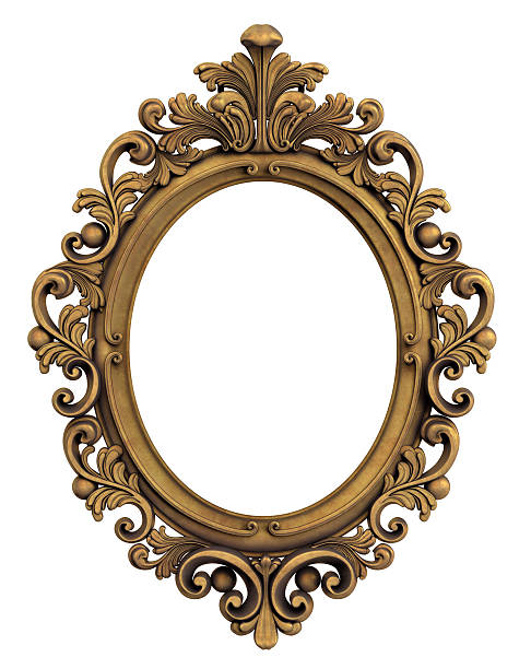 Oval Baroque Gold Frame. Clipping path. Oval Baroque Gold Frame. Good for interior decoration and high resolution printing. mirror object stock pictures, royalty-free photos & images