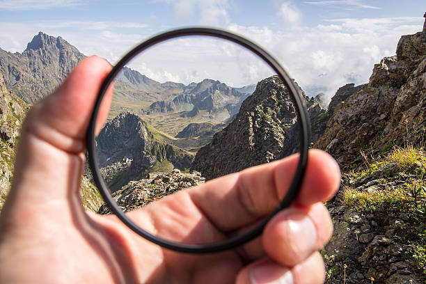 istock Hand puts transparent clean protective UV filter to the camera 499231642