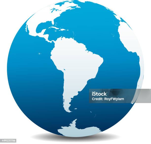 South America Global World Stock Illustration - Download Image Now - Globe - Navigational Equipment, Latin America, South America