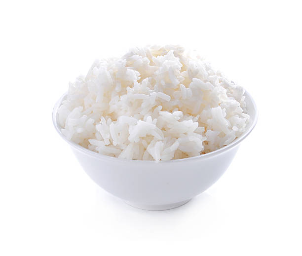 istock Rice in a bowl on a white background 499234582