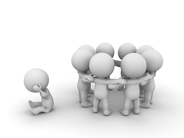 istock Depressed 3D character is left out of the group 499234938