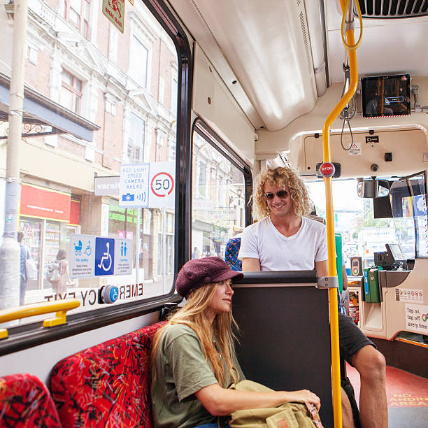 amigos no ônibus - bus public transportation sydney australia australia - fotografias e filmes do acervo