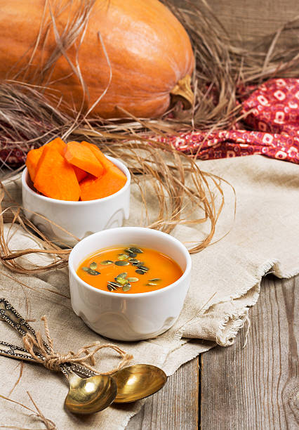 istock Fresh orange pumpkin soup in a bowl 499235806