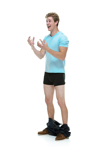istock Man acting like crazy & caught his pants down 499241239