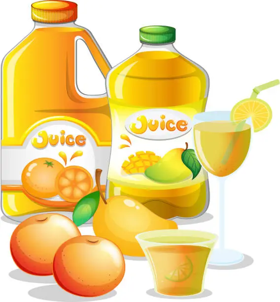 Vector illustration of Different juice drinks