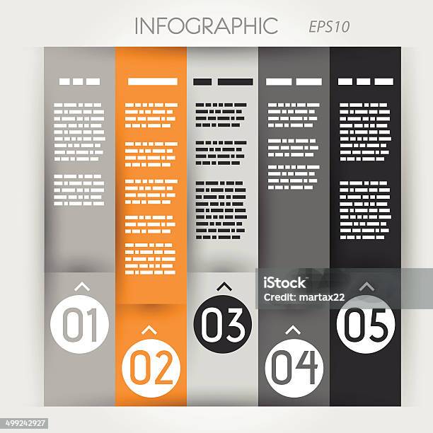 Laranja Coluna Infográfico Cinco Opções Em Anéis Zig Zag - Arte vetorial de stock e mais imagens de Amostra de Cor