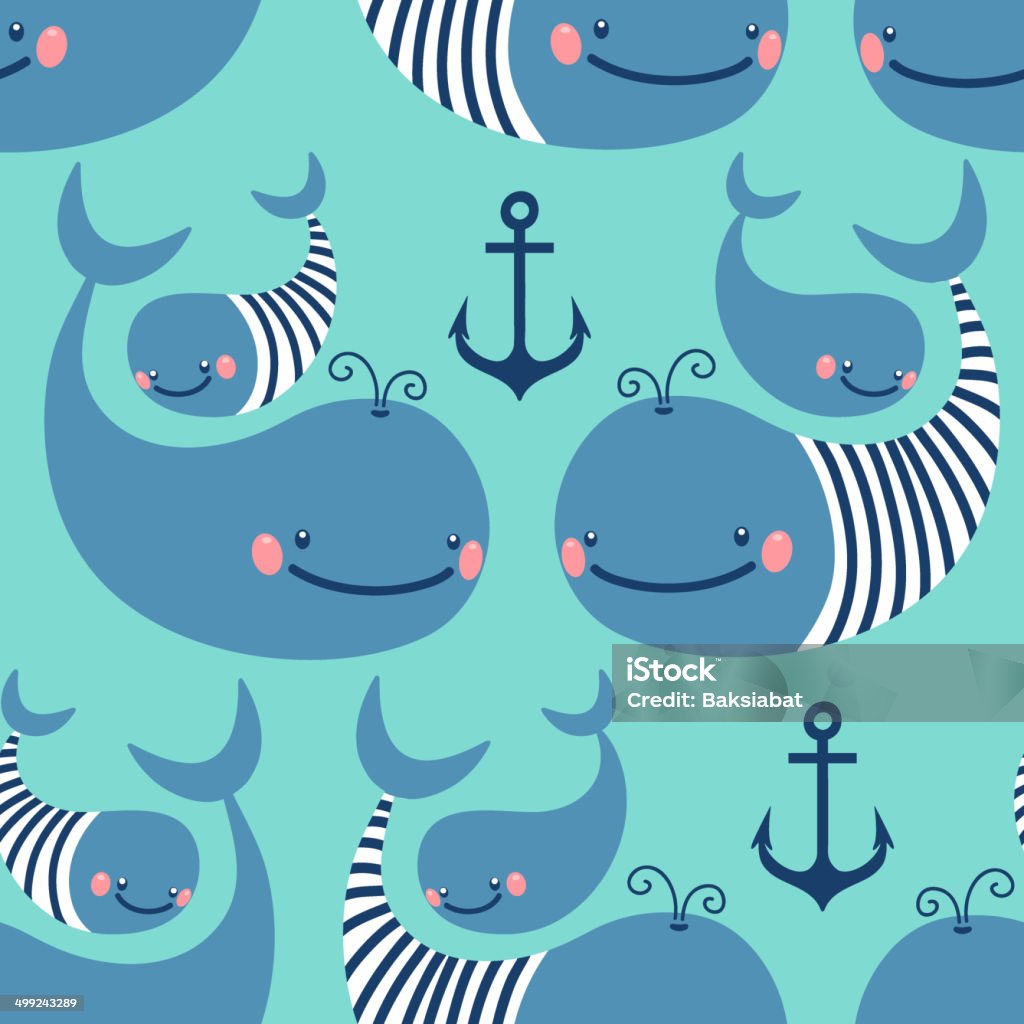 Seamless pattern with cute whales. Seamless pattern with cute whales. Vector illustration. Abstract stock vector