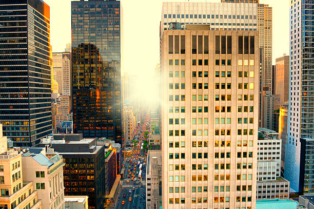istock Fifth Avenue at Sunset, NYC. Aerial View. 499243303