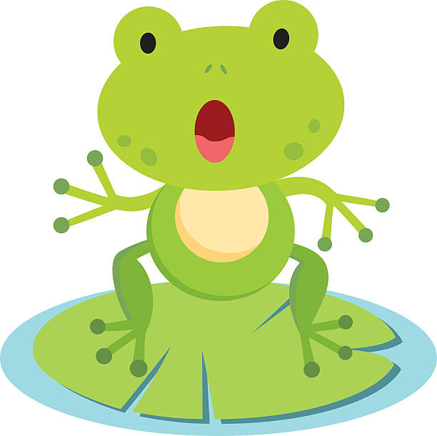 귀여운 개구리 - frog jumping pond water lily stock illustrations