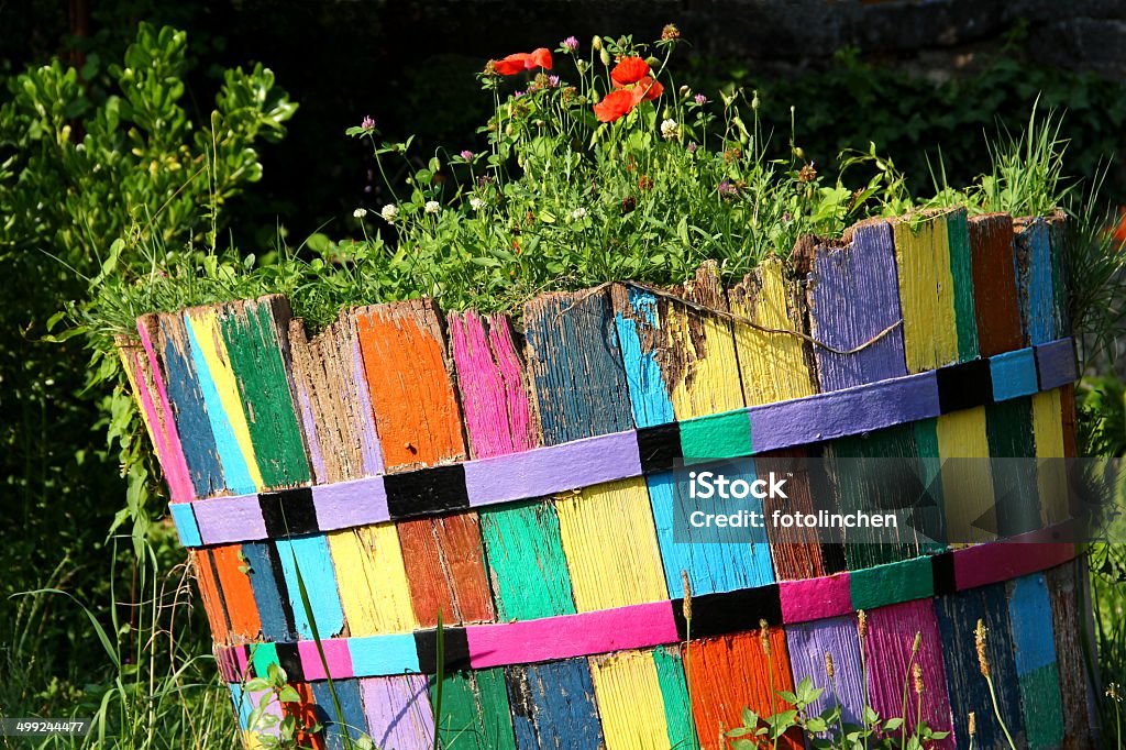 Bunte flowerbox - Lizenzfrei Blumenkasten Stock-Foto
