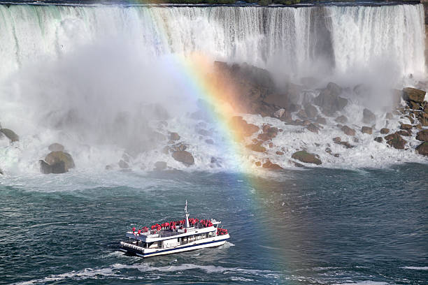 istock American Falls, rainbow and cruise boat, Niagara, Canada 499245815