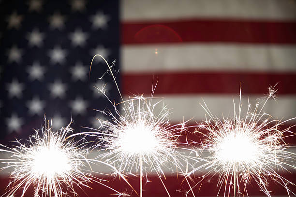 istock Sparkler with American Flag 499246081