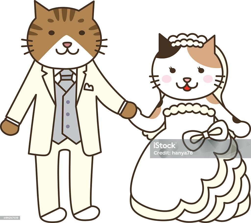 Boda de cat (猫の結婚式) - arte vectorial de Gato doméstico libre de derechos