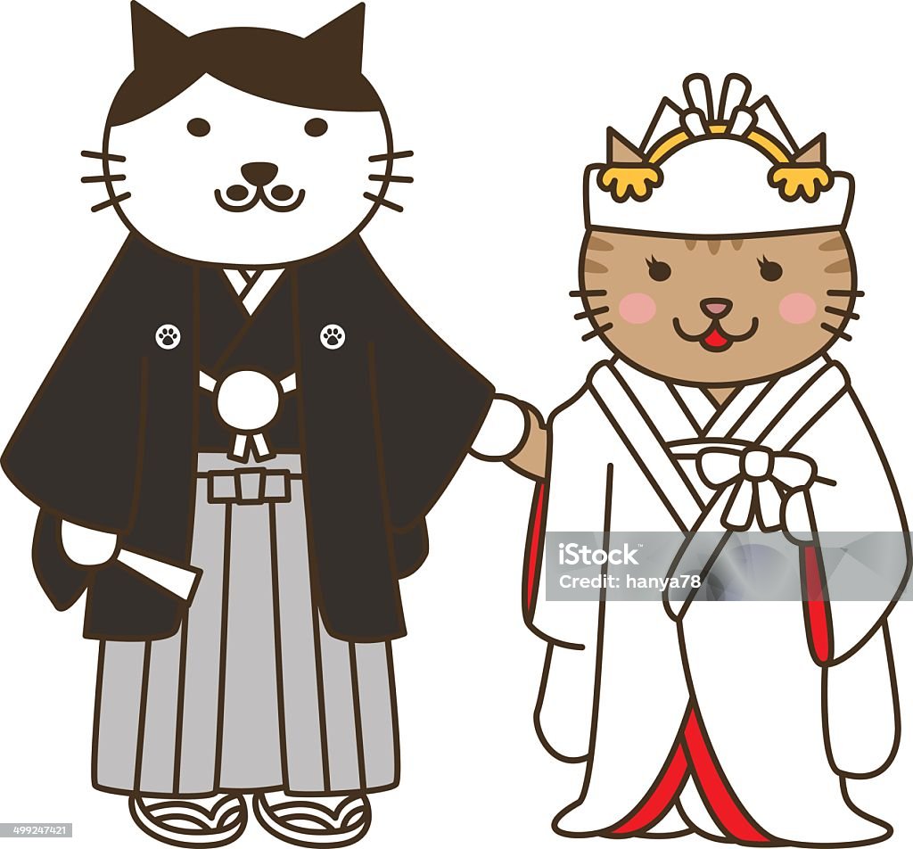 Casamento de cat (猫の結婚式) - Vetor de Noiva royalty-free