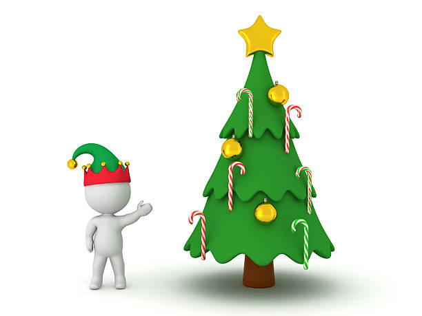 istock 3D Character Showing Christmas Tree with Candy Canes 499256222