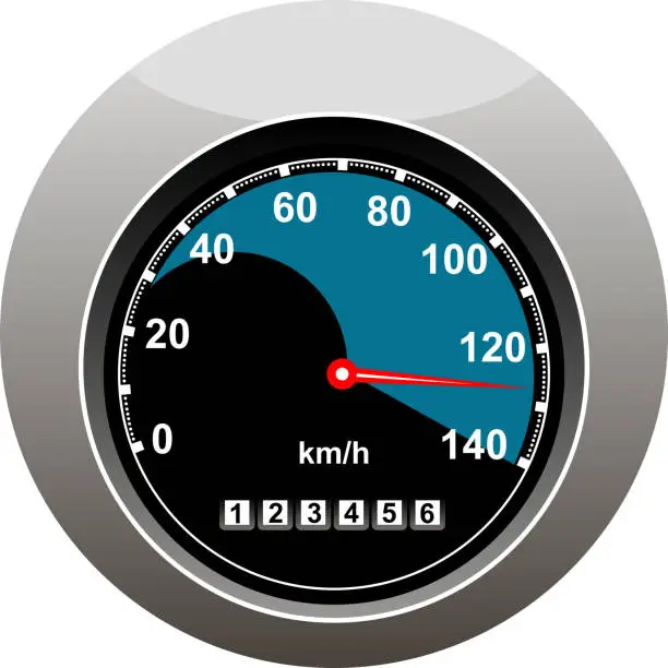 Vector illustration of Car speedometer showing someone speeding