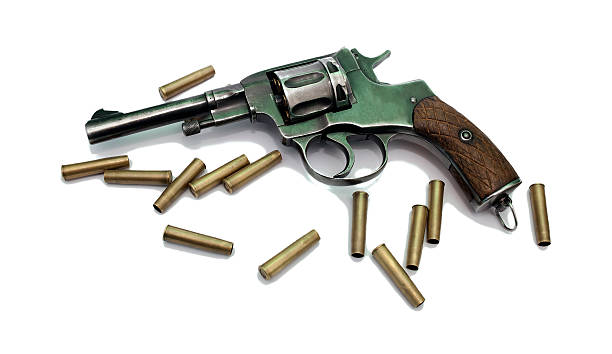 istock Old revolver with cartridges 499257596