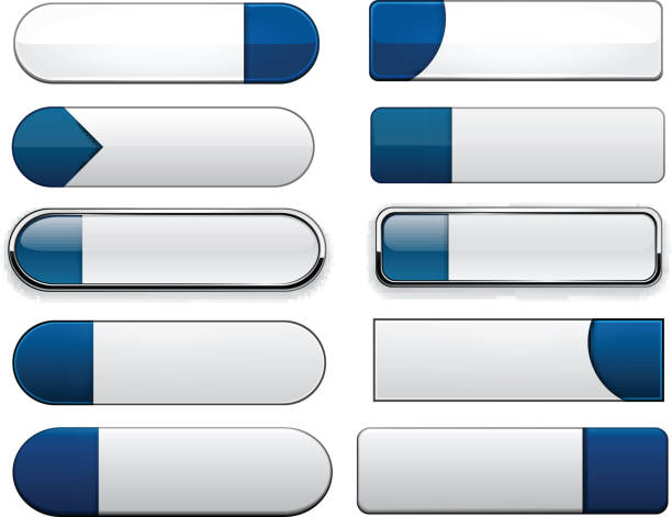 ilustrações de stock, clip art, desenhos animados e ícones de branco-azul alta detalhado modernos botões de web. - shape rectangle chrome interface icons