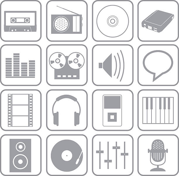 audio-white key symbole - kamera film grafiken stock-grafiken, -clipart, -cartoons und -symbole