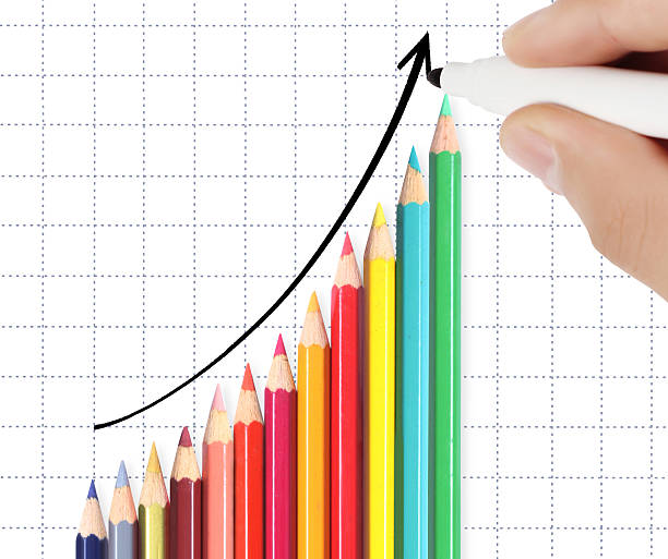 business uomo disegno grafico - graph business pencil prognosis foto e immagini stock