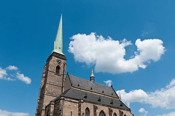 Pilsen, St. Bartholomew´s Cathedral The Cathedral of St. Bartholomew is the most precious monument of the city centre in Pilsen. West Bohemia, Czech Republic  pilsen stock pictures, royalty-free photos & images