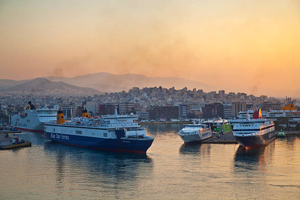 Port of Piraeus Greece Piraeus, Greece - June, 17th 2014: Blue Sea Ferries in the port of Piraeus, Greece. piraeus photos stock pictures, royalty-free photos & images