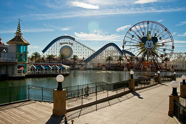 The rollercoaster at the paradise pier in Disneyland. stock photo